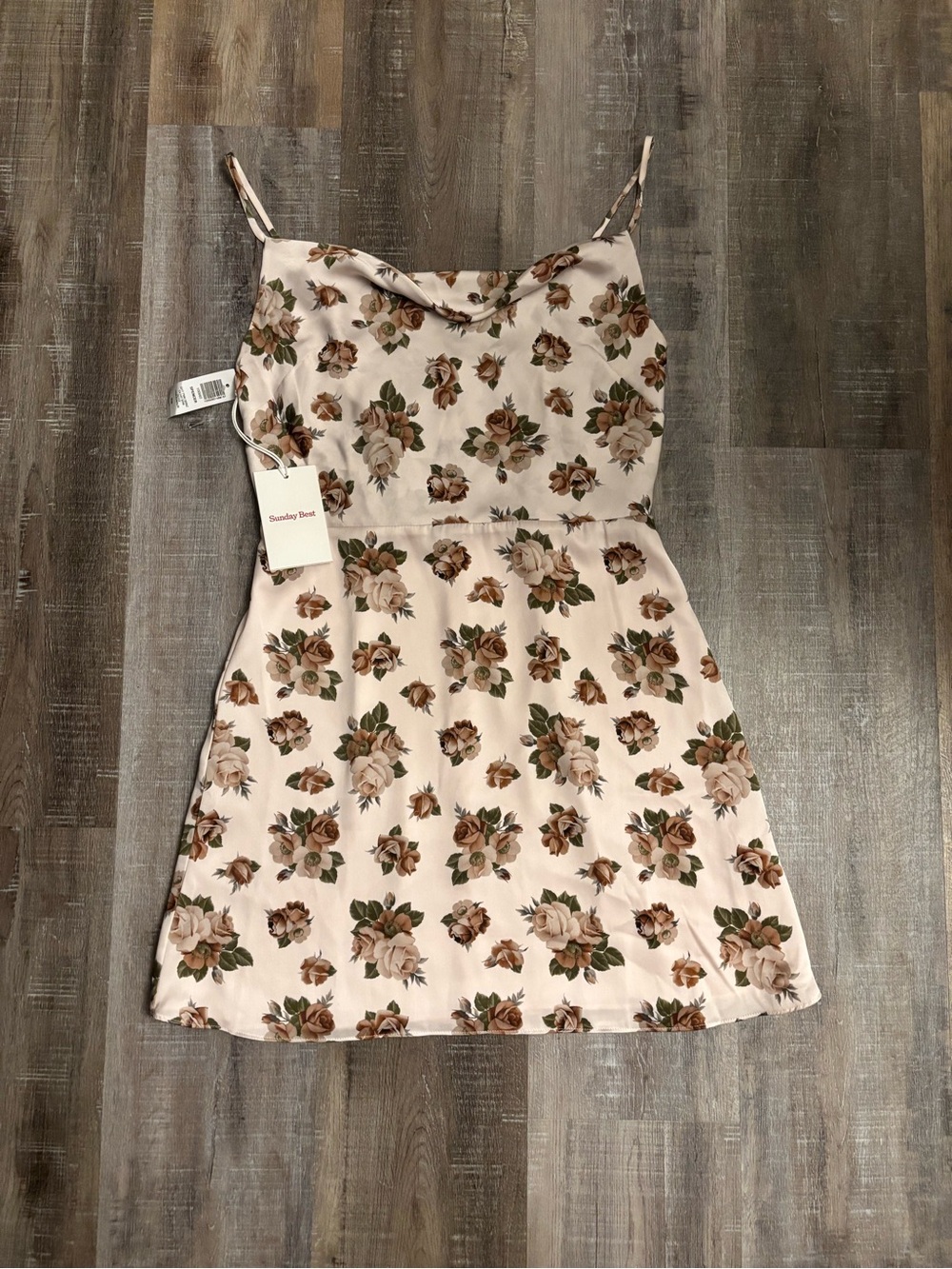 NWT Aritzia Sunday Best Spencer Satin Cowl Neck Floral Mini Slip Dress Size M
